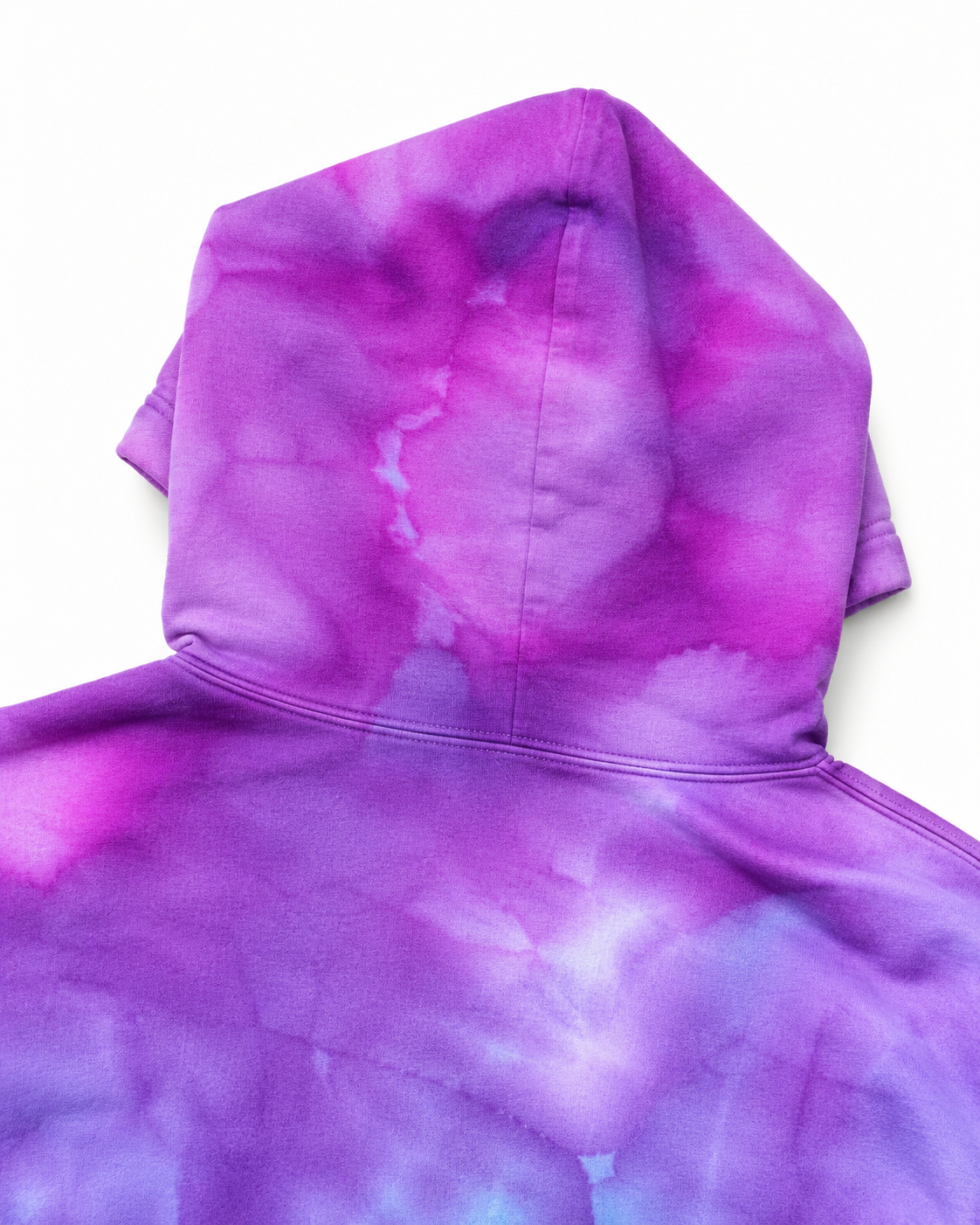 Purple tie-dye hoodie on a white background