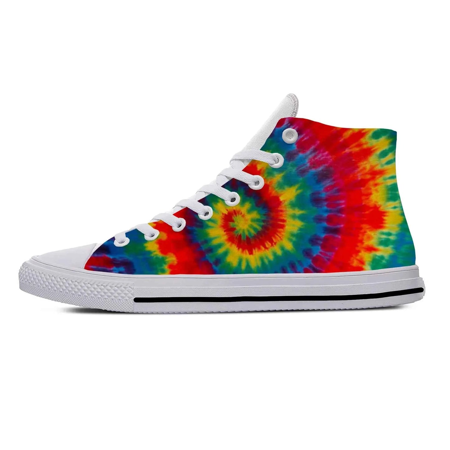 Hot Summer Anime Tie Dye Sneakers High Top Casual Cloth Shoes for Men and Women