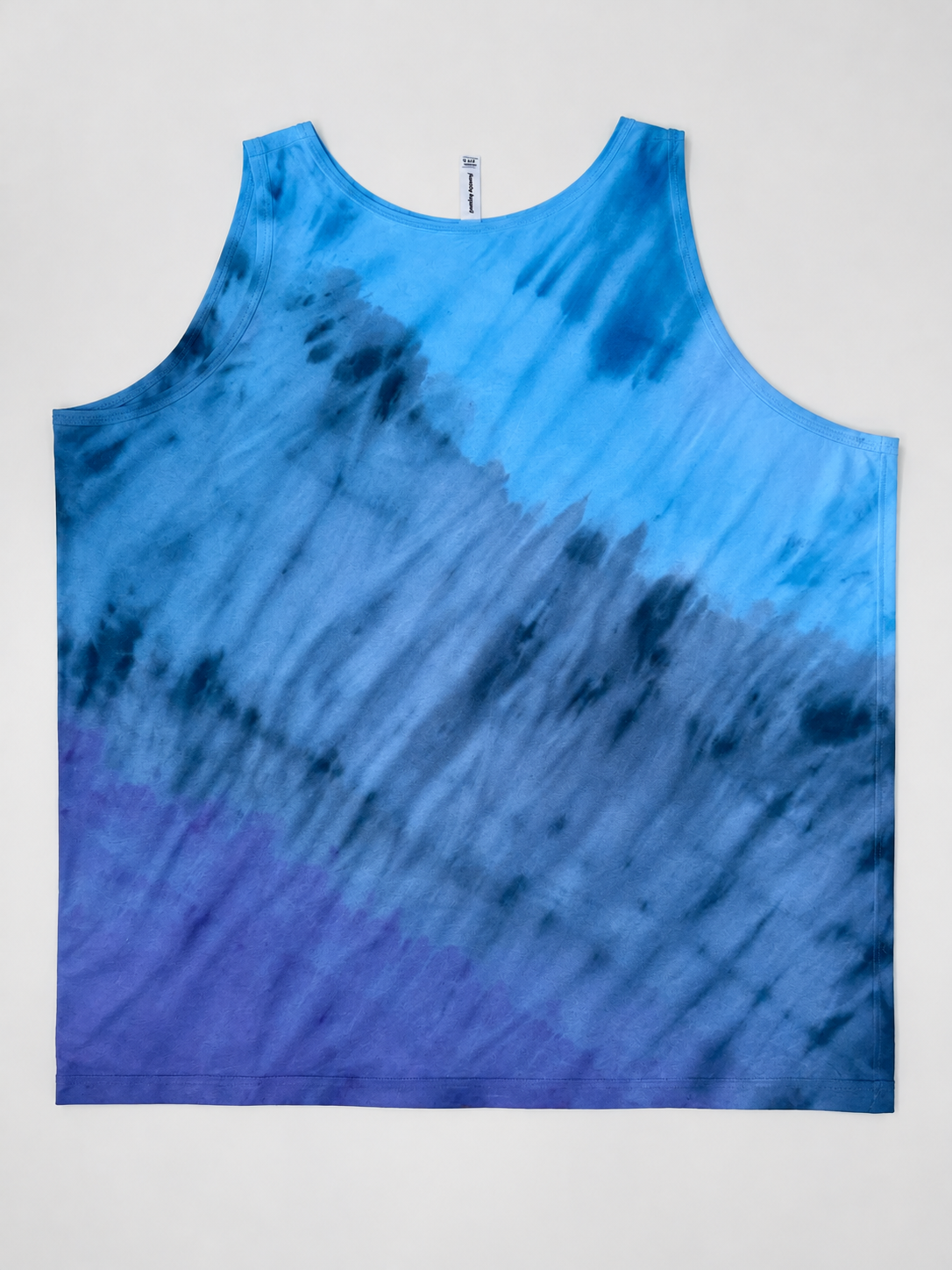 Back of Deep Current singlet with blue and dark diagonal dye movement