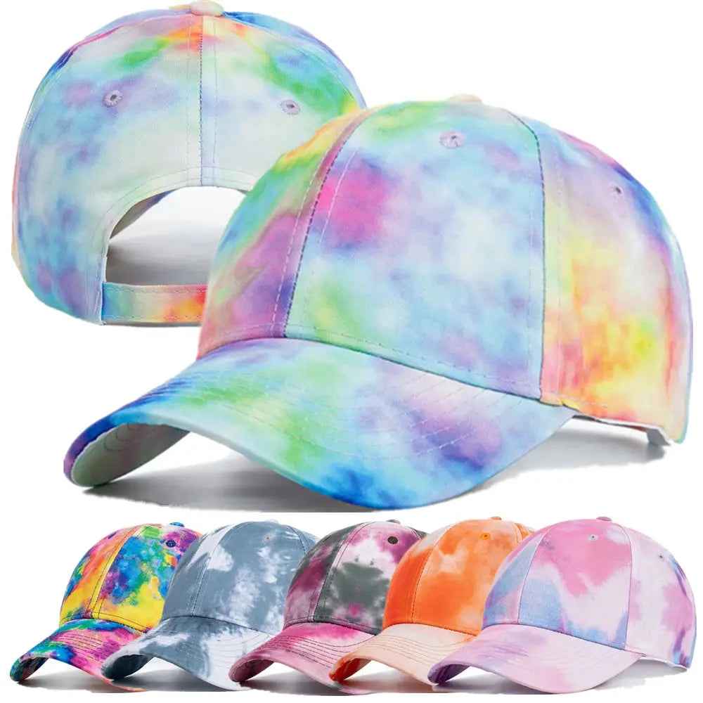 Women's Tie-Dye Baseball Cap - Adjustable Multicolor Hat for Trendy Streetwear Styles
