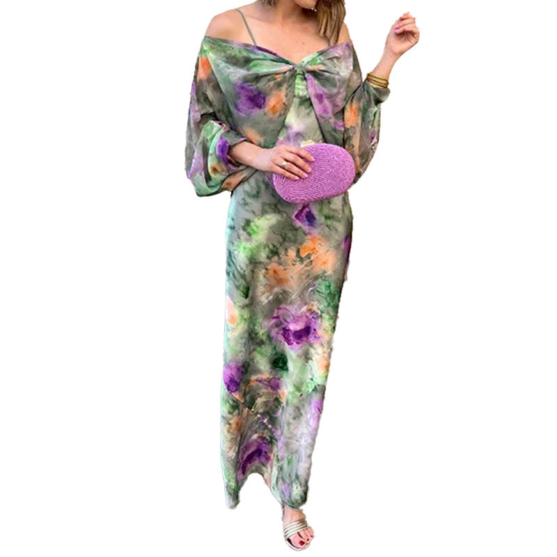 Tie-Dye Beach Set – Long Sleeve Sling Top and Midi Dress - Dye My World