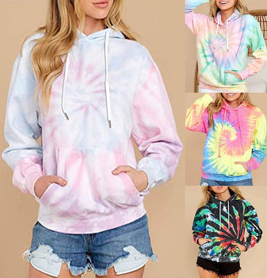 Women’s Tie-Dye Hooded Top – Long Sleeve Hoodie