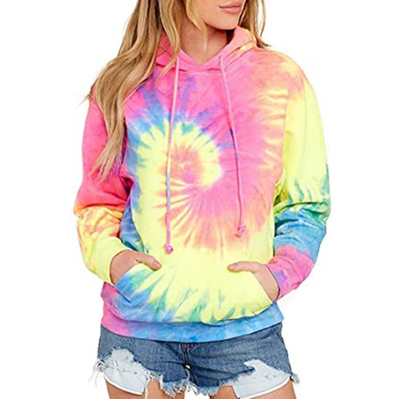 Womens Tie-Dye Hoodie for Stylish Comfort and Versatile Fashion - Dye My World