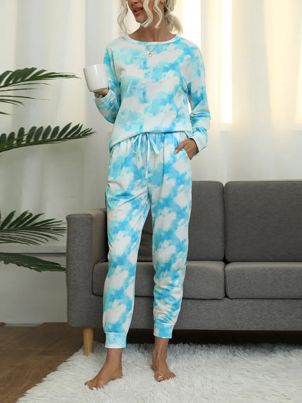 Shiny Tie-Dye Pajamas Set for Women – Stylish Top and Pants Combo - Dye My World