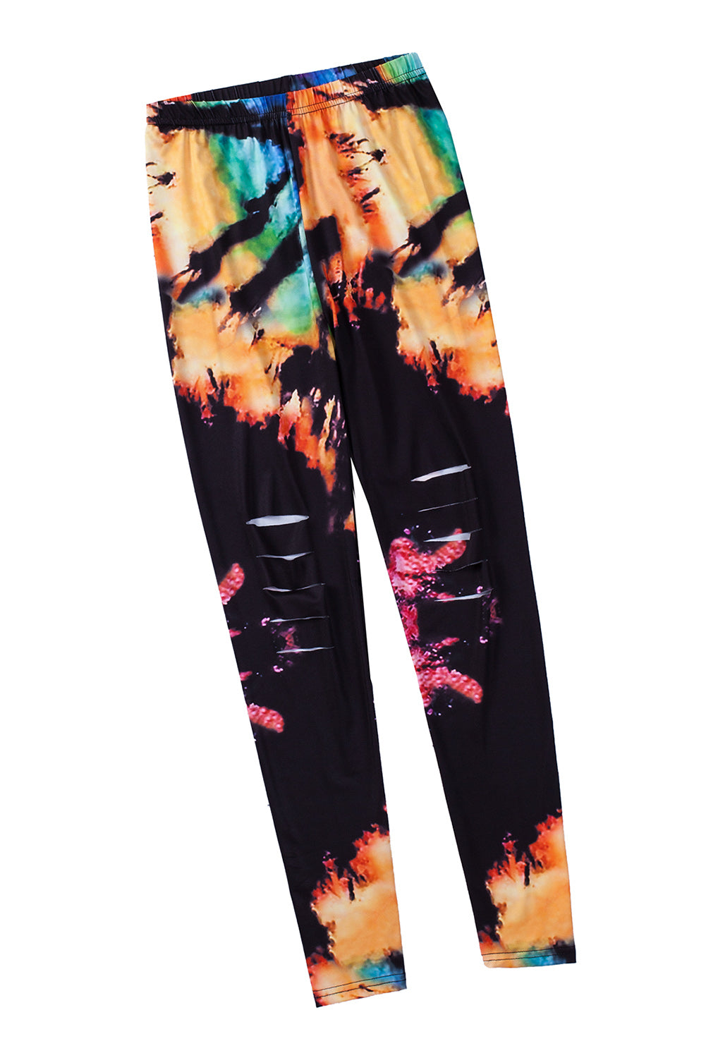 Multicolor Tie-Dye Fitness Leggings – Women's Activewear with Hollow Out Design - Dye My World