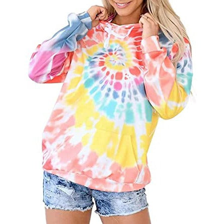 Womens Tie-Dye Hoodie for Stylish Comfort and Versatile Fashion - Dye My World
