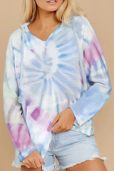 Women's Tie-Dye Hoodie with Drawstring - Stylish Long Sleeve Comfort