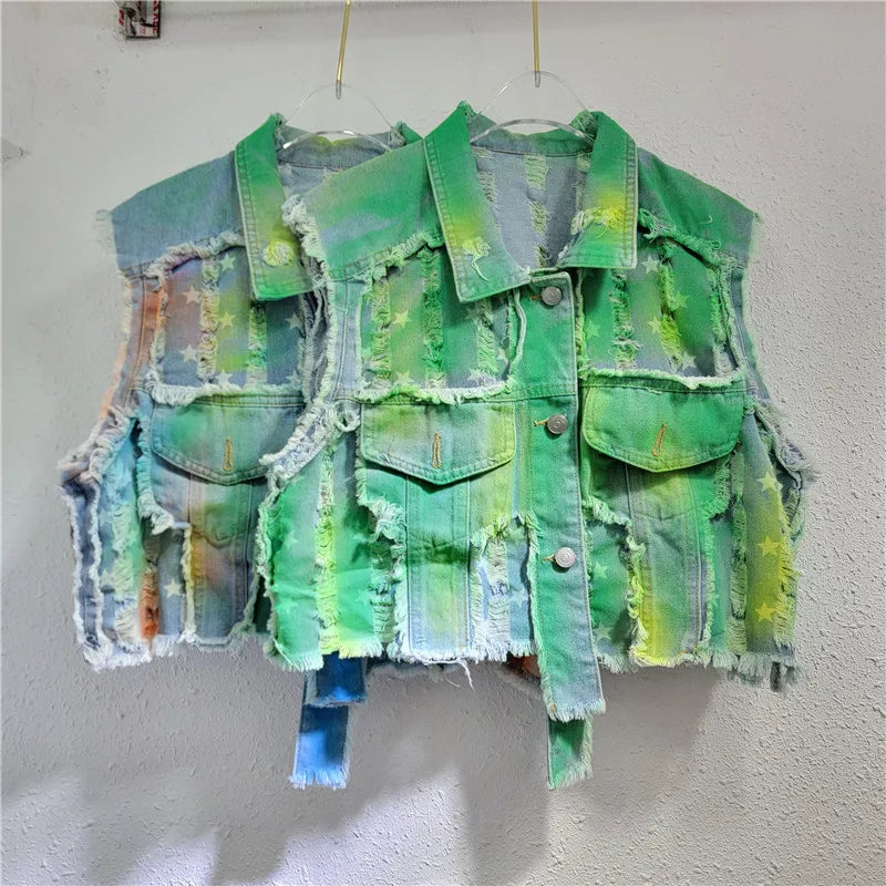 Women’s Tie-Dye Cowboy Vest Set - Dye My World