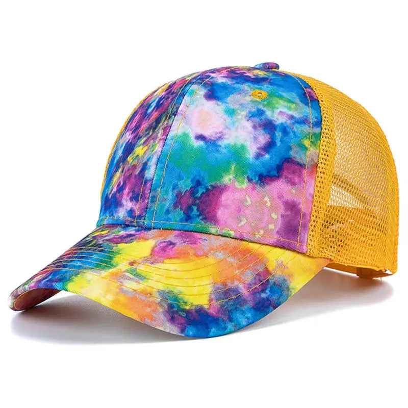 Women's Tie-Dye Baseball Cap - Adjustable Multicolor Hat for Trendy Streetwear Styles