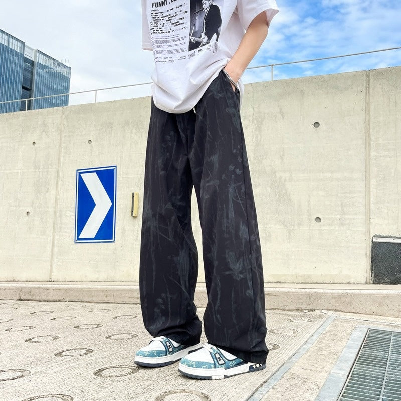 Men's Tie-Dye Ice Silk Pants for Casual Summer Wear in White - Dye My World