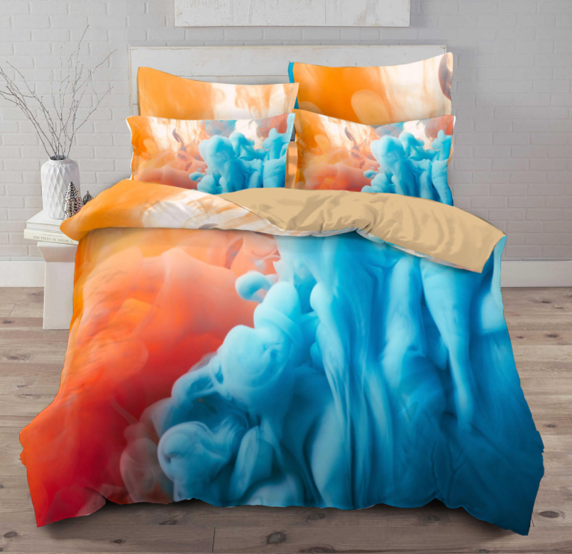 White Cloud Tie-Dye Bedding Set - Duvet Cover and Pillowcase Included - Dye My World
