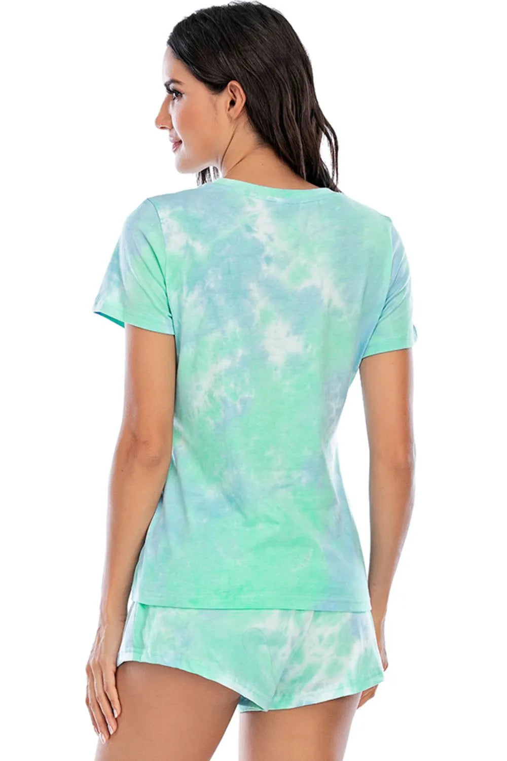 Women's Tie-Dye Pajama Set - Comfortable Short Sleeve Top and Shorts Outfit - Dye My World