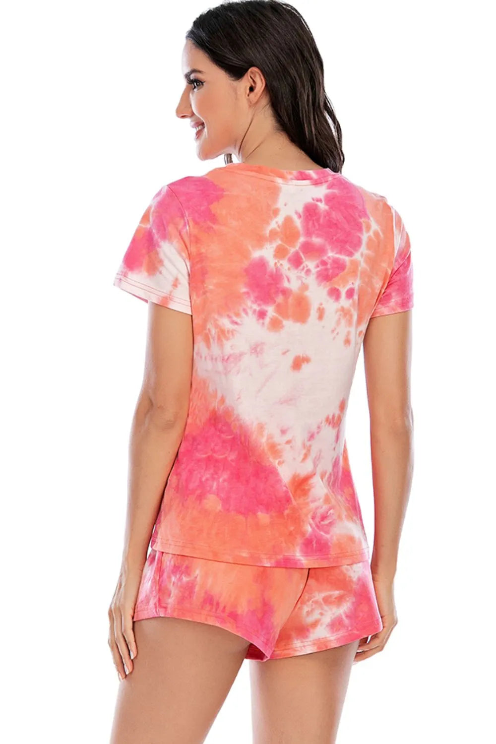 Women's Tie-Dye Pajama Set - Comfortable Short Sleeve Top and Shorts Outfit - Dye My World