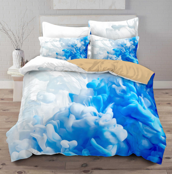 White Cloud Tie-Dye Bedding Set - Duvet Cover and Pillowcase Included