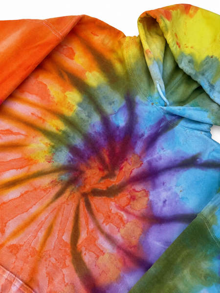 Rainbow Radiance Spiral Ice Dye Hoodie - XL
