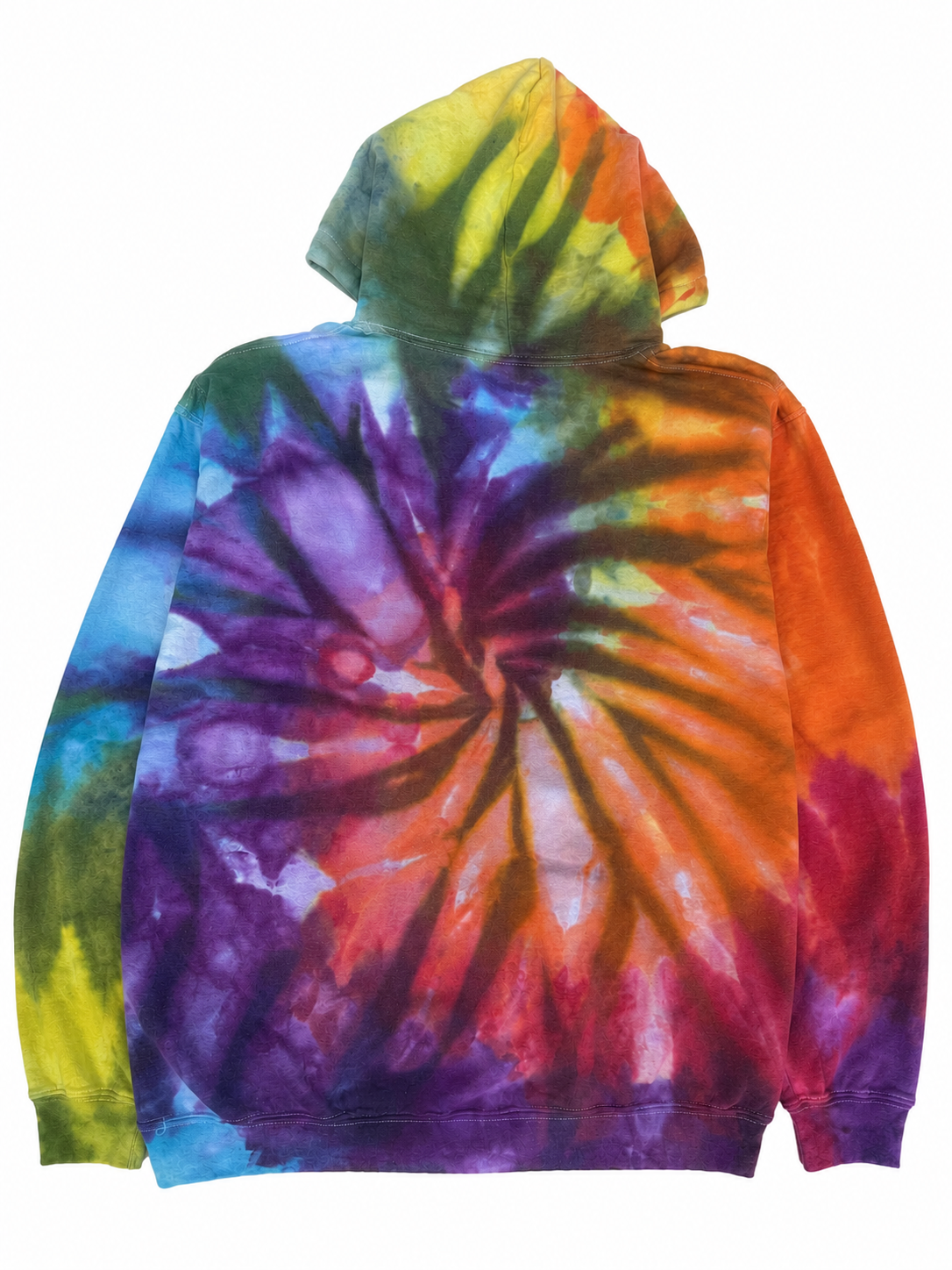 Rainbow Radiance Spiral Ice Dye Hoodie - XL