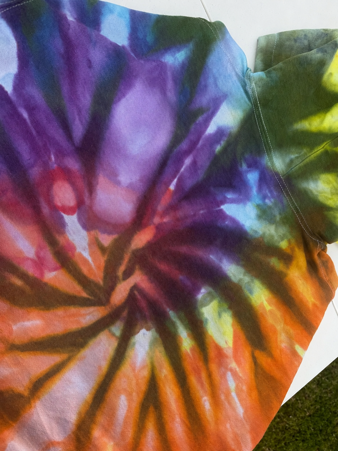 Rainbow Radiance Spiral Ice Dye Hoodie - XL