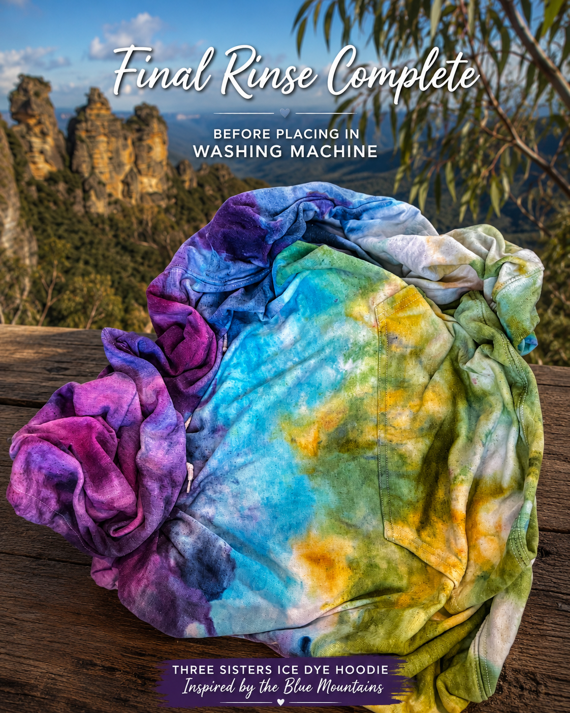 Three Sisters Ice Dye Hoodie – XL
