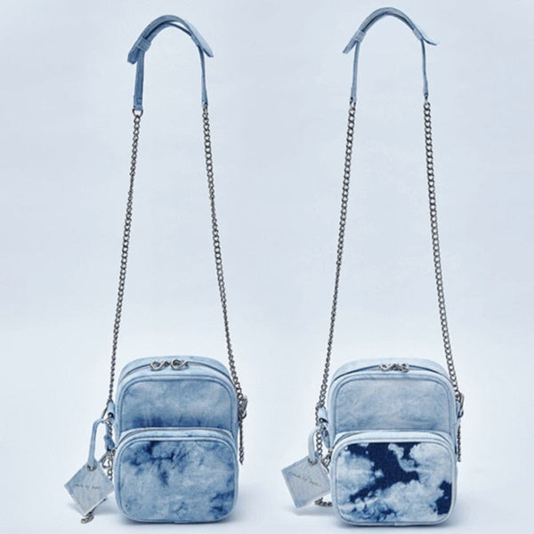 Tie-Dye Denim Backpack – Casual Shoulder Bag for Students