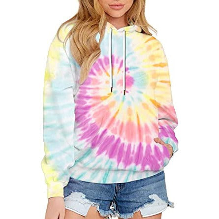 Womens Tie-Dye Hoodie for Stylish Comfort and Versatile Fashion - Dye My World