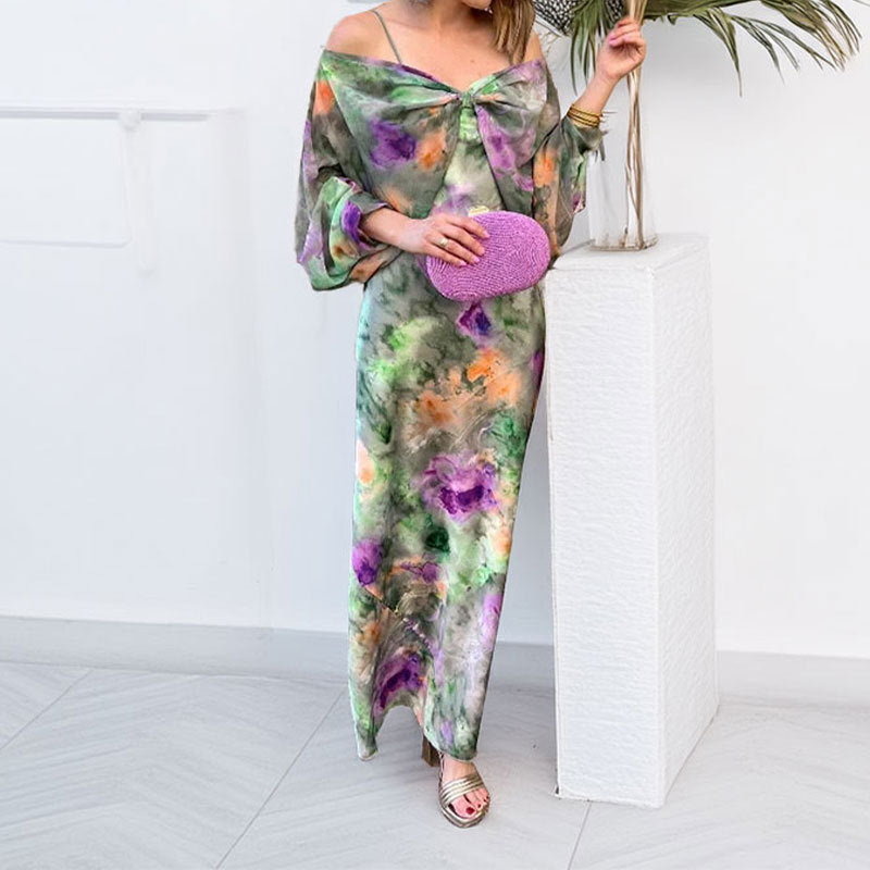 Tie-Dye Beach Set – Long Sleeve Sling Top and Midi Dress - Dye My World