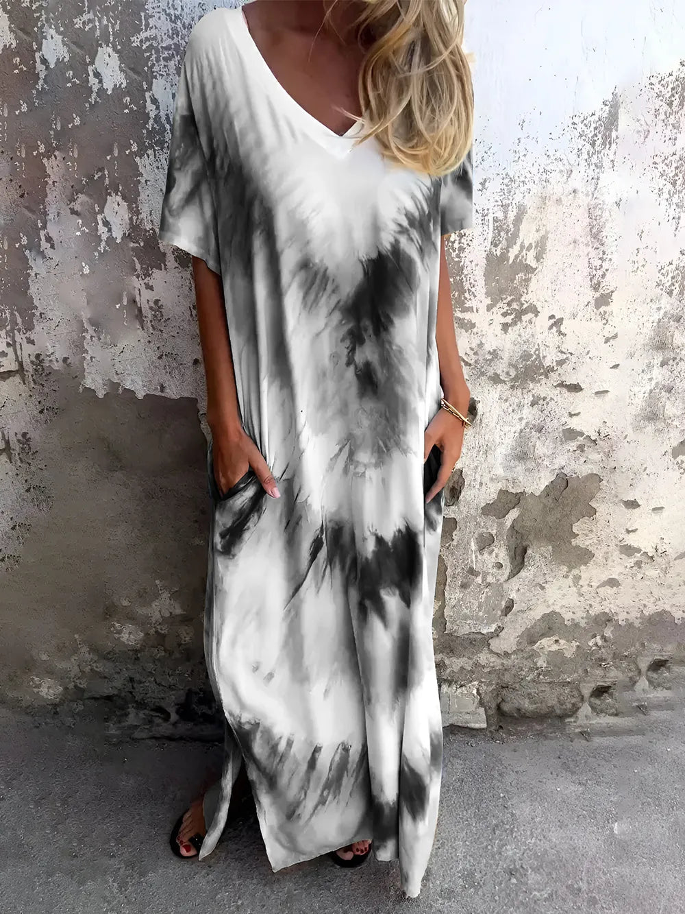 Women's Tie-Dye Dress with Pockets for Effortless Style and Comfort - Dye My World