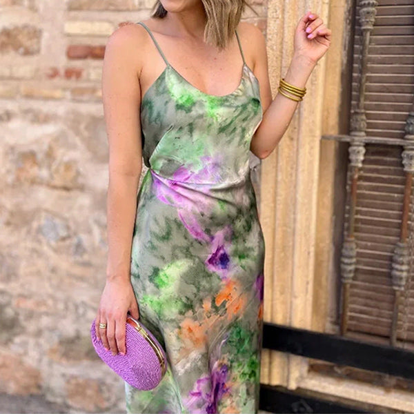 Tie-Dye Beach Set – Long Sleeve Sling Top and Midi Dress