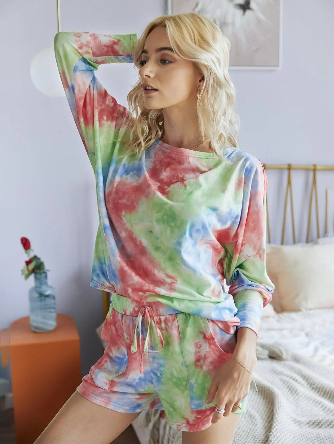 Women's Tie-Dye Pajama Set - Stylish Two-Piece Outfit for Relaxation and Comfort - Dye My World