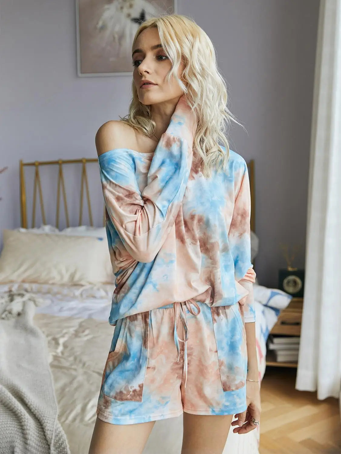 Women's Tie-Dye Pajama Set - Stylish Two-Piece Outfit for Relaxation and Comfort - Dye My World