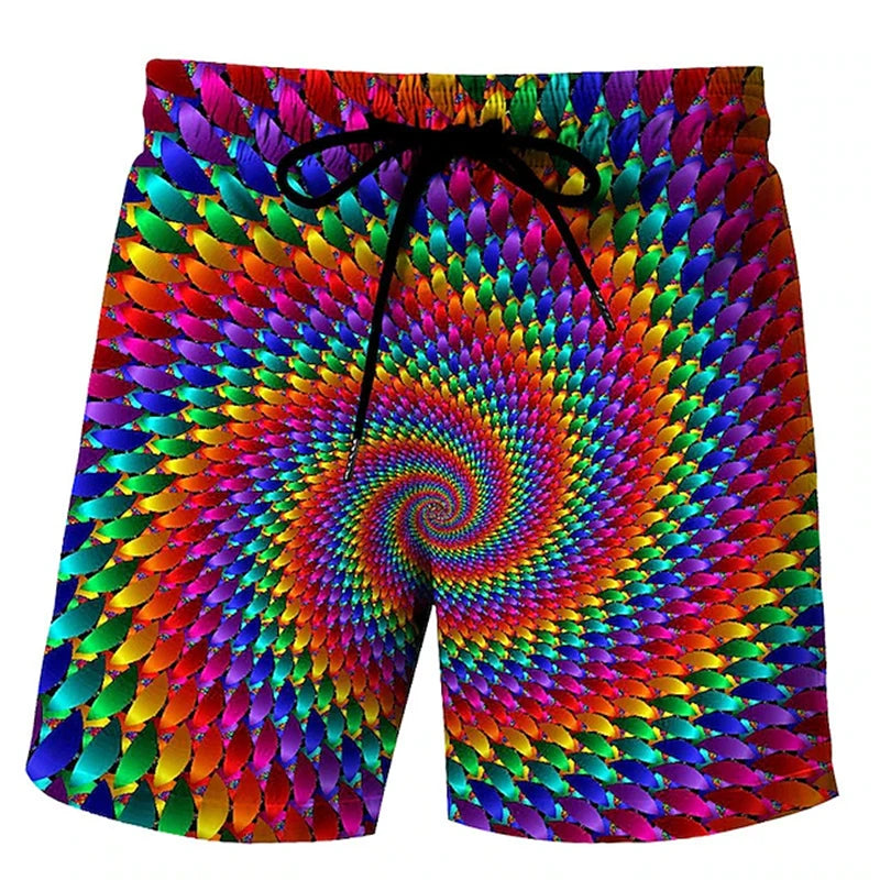 Men’s 3D Print Board Shorts in Rainbow Design - Dye My World