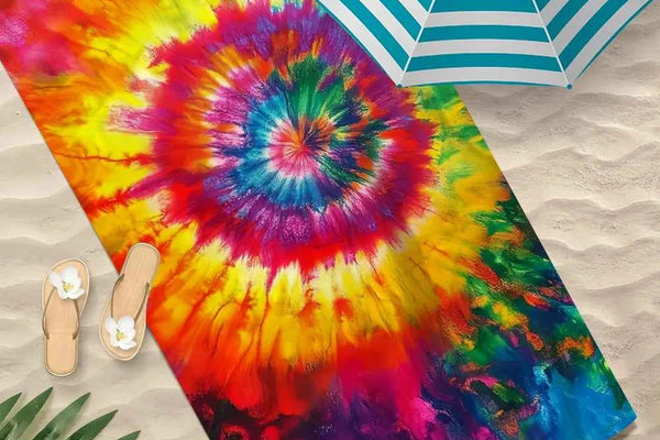 Tie Dye Beach Towel - Quick Dry for Travel and Sports Use