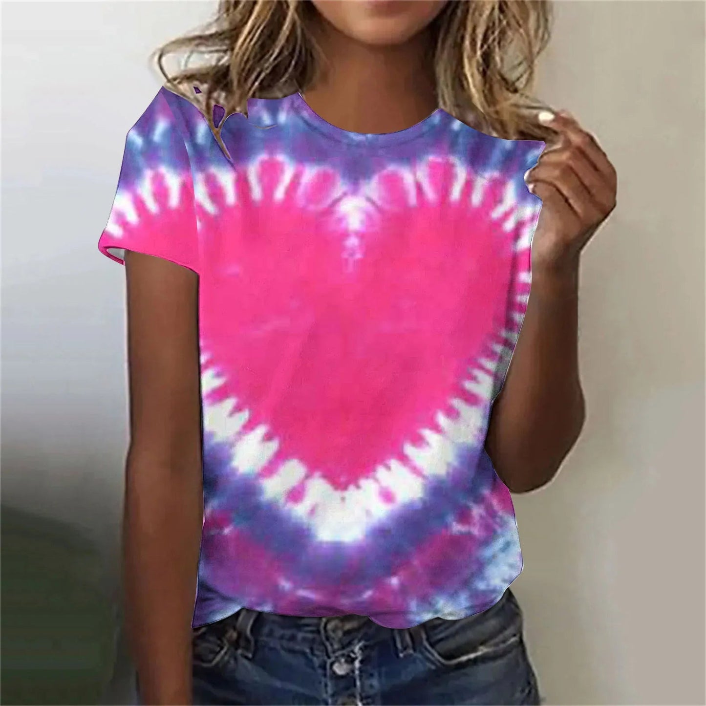 Women’s Tie-Dye Oversized T-Shirt – Colorful Short Sleeve Casual Top - Dye My World