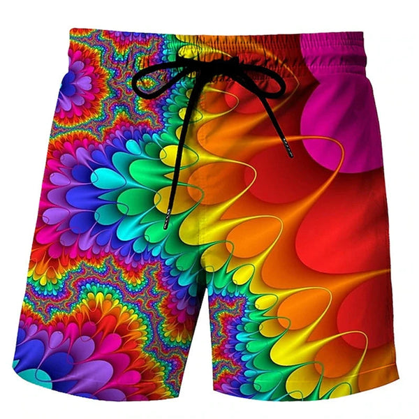 Men’s 3D Print Board Shorts in Rainbow Design