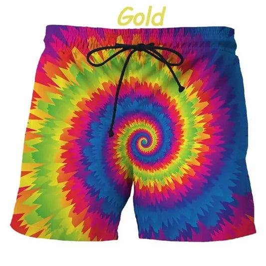 Men’s Tie Dye Board Shorts - Colorful Swimwear for Ultimate Summer Style - Dye My World