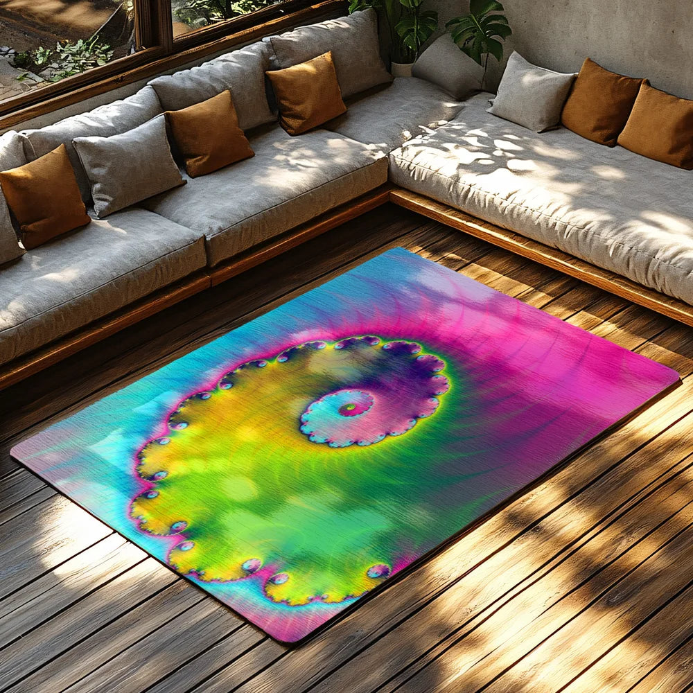 Colorful Tie-Dye Area Rug – Soft Abstract Rainbow Carpet for Living Room or Bedroom - Dye My World
