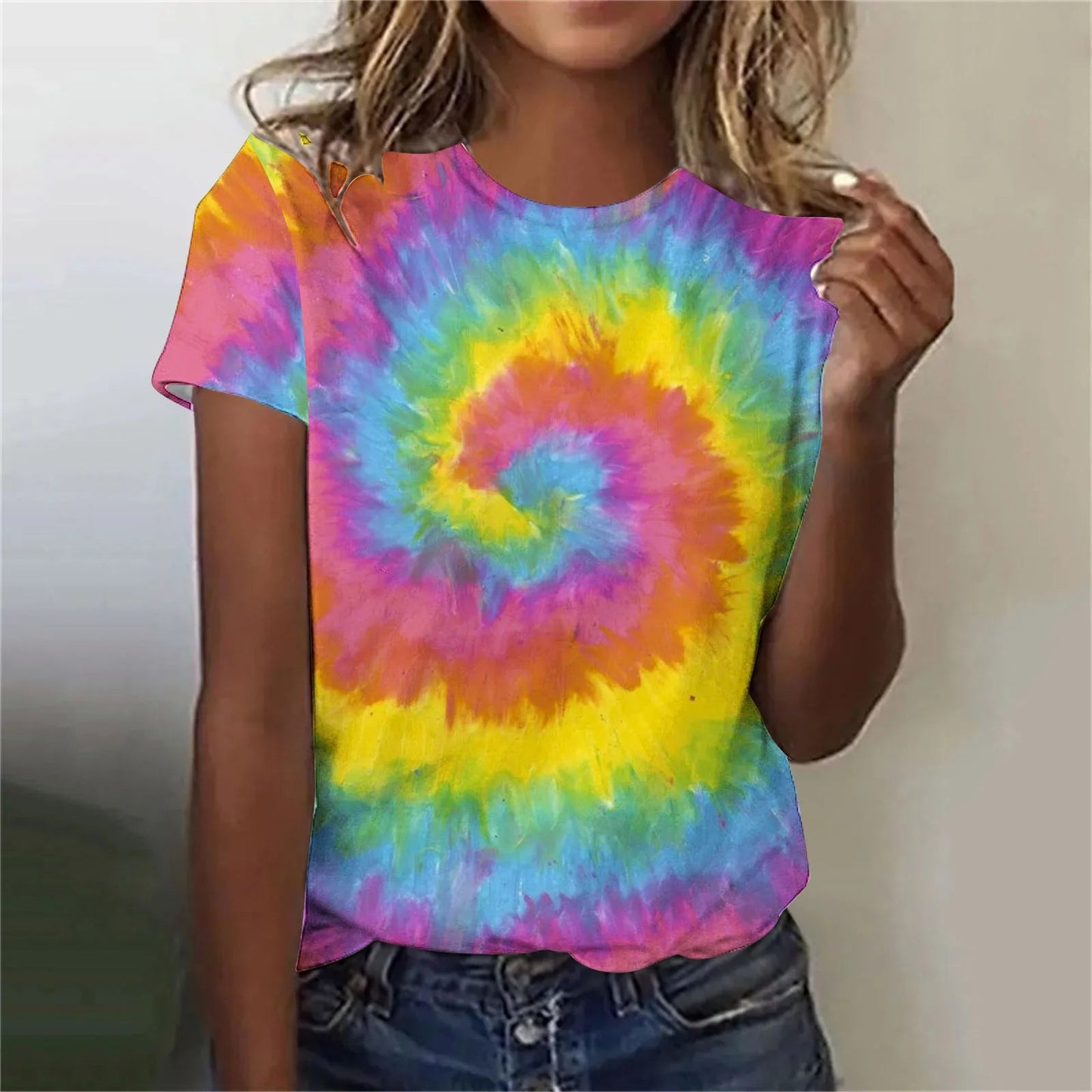 Women’s Tie-Dye Oversized T-Shirt – Colorful Short Sleeve Casual Top - Dye My World