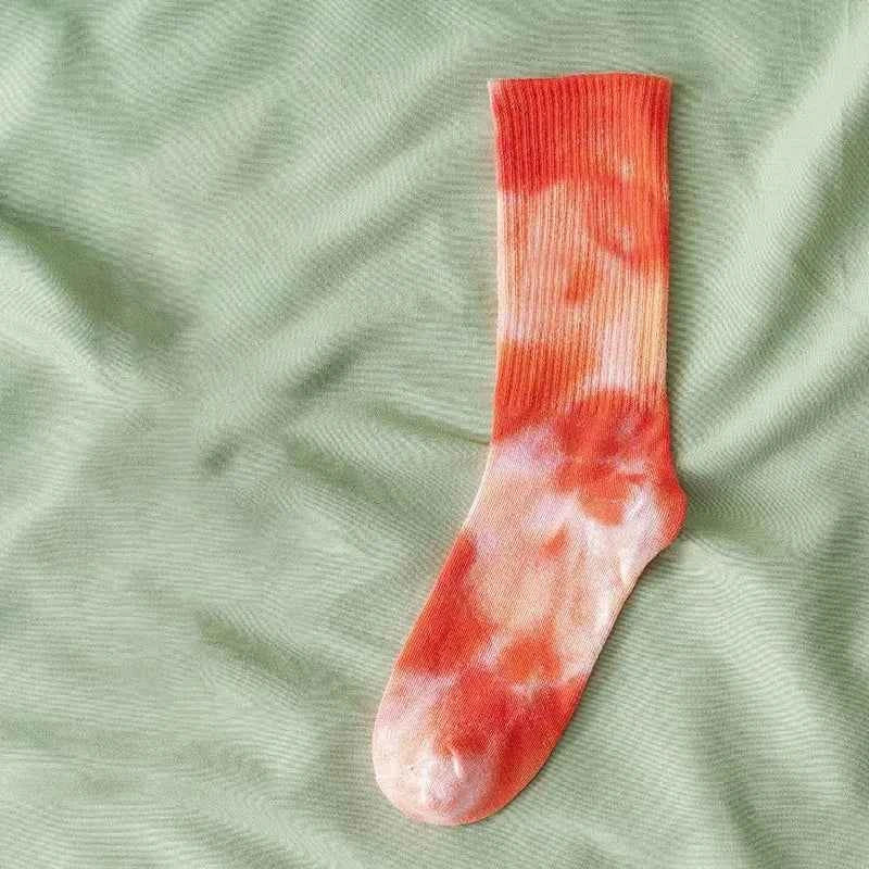 Tie-Dye High-Top Socks for Women and Men - Cotton Basketball and Skateboard Socks