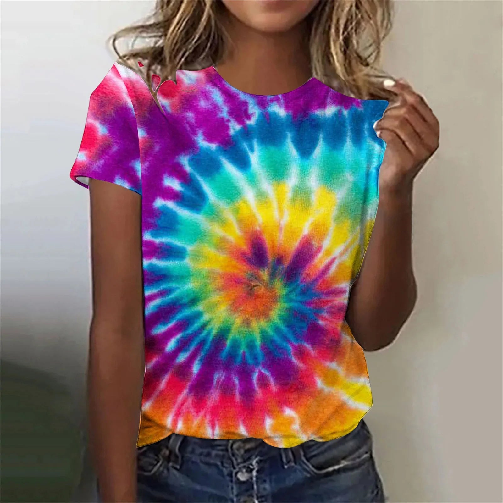 Women’s Tie-Dye Oversized T-Shirt – Colorful Short Sleeve Casual Top - Dye My World