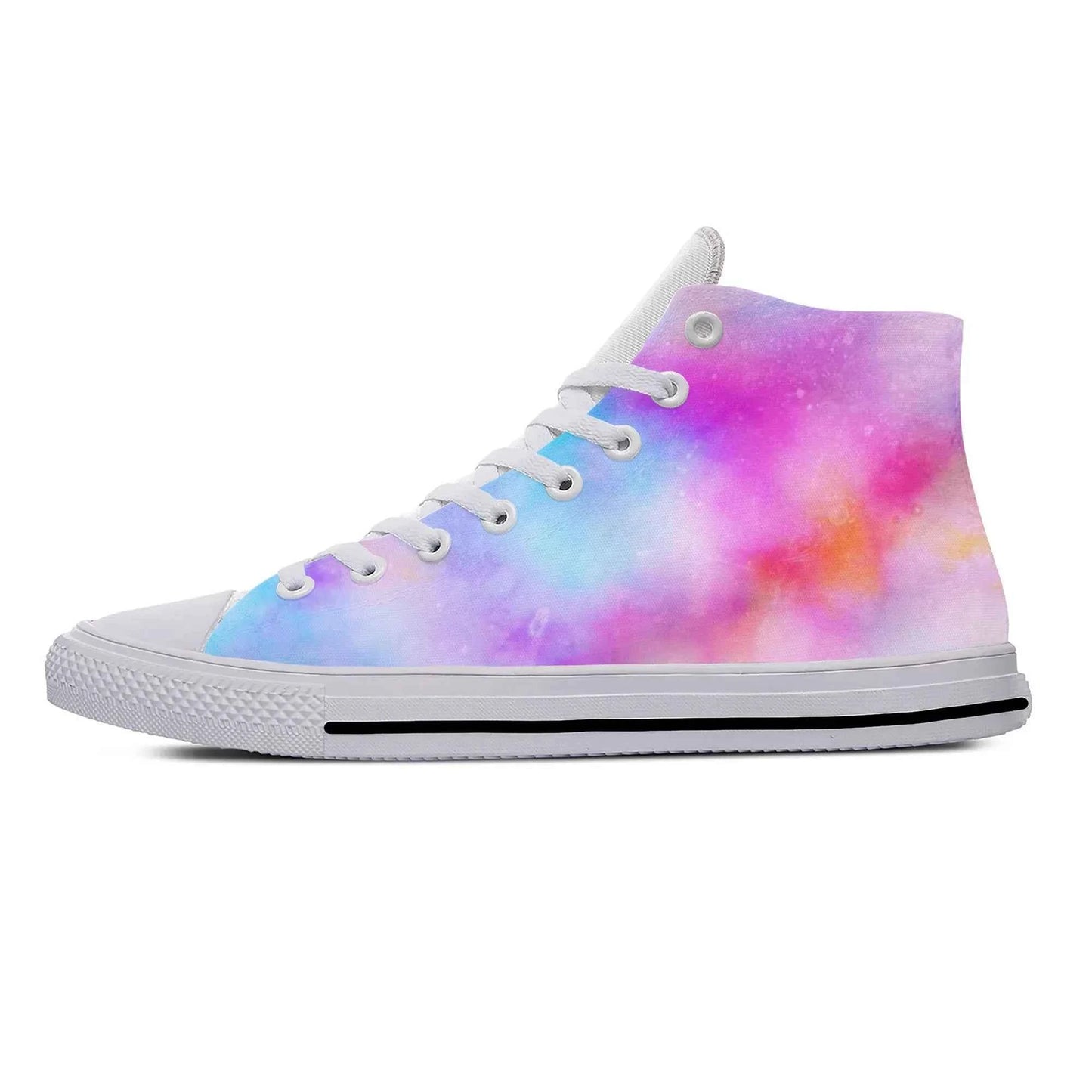 Hot Summer Anime Tie Dye Sneakers High Top Casual Cloth Shoes for Men and Women