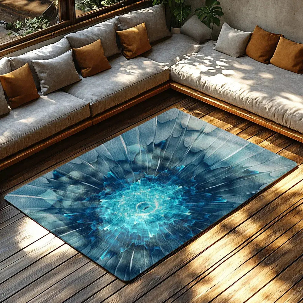 Blue Tie-Dye Geometric Rug - Soft Shag Carpet for Living Room & Bedroom - Dye My World
