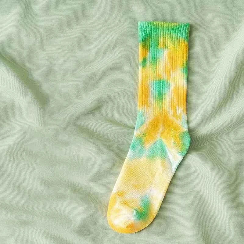 Tie-Dye High-Top Socks for Women and Men - Cotton Basketball and Skateboard Socks