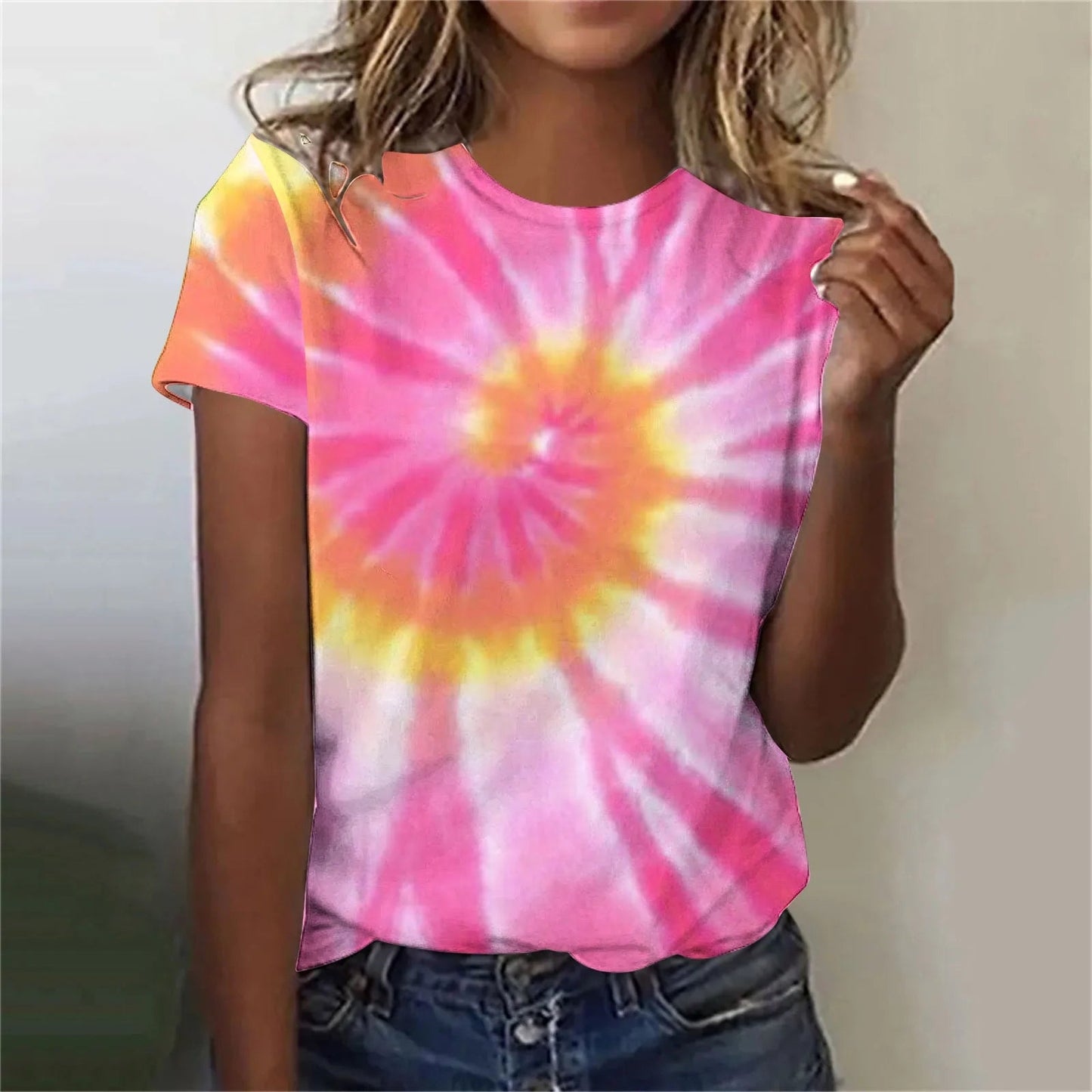 Women’s Tie-Dye Oversized T-Shirt – Colorful Short Sleeve Casual Top - Dye My World