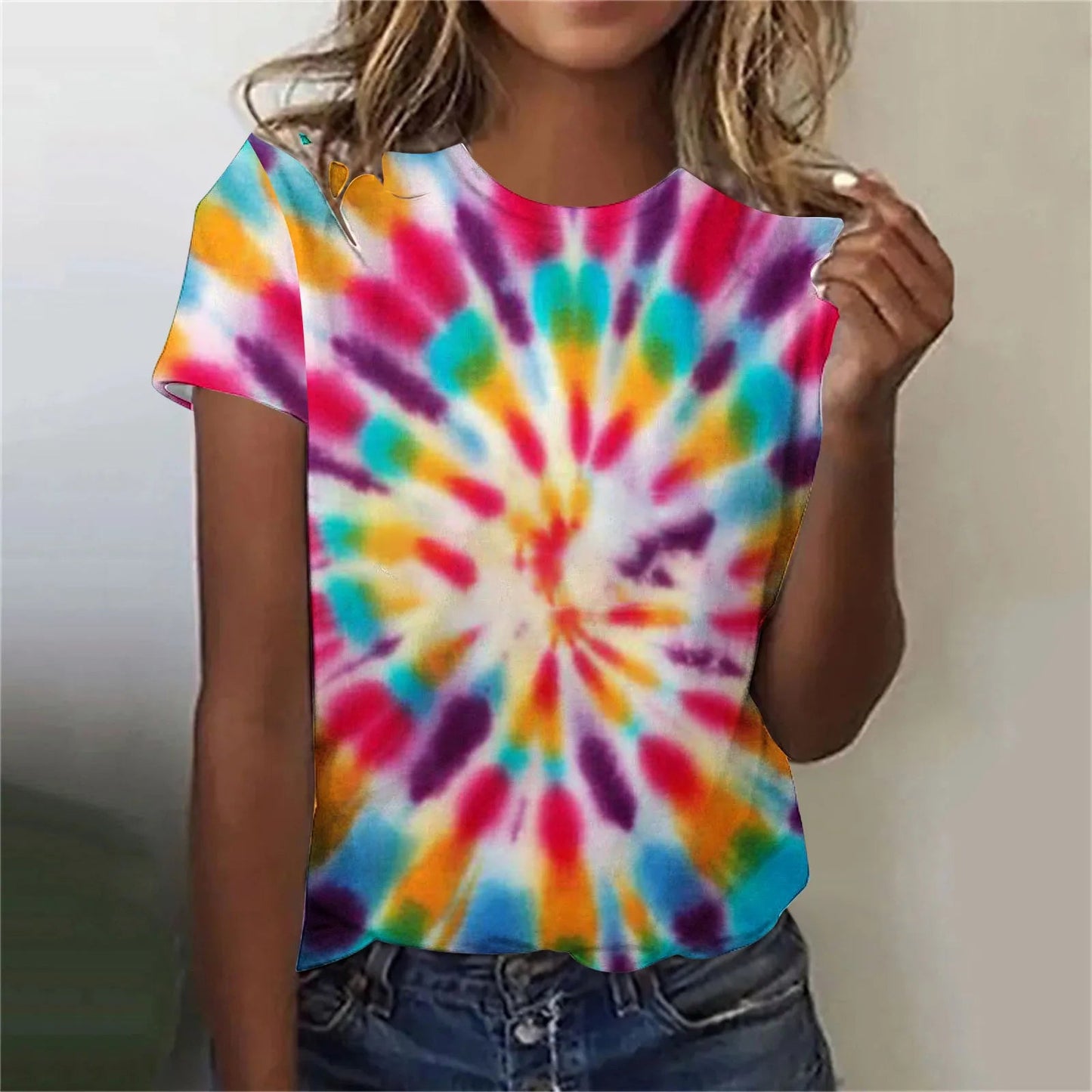 Women’s Tie-Dye Oversized T-Shirt – Colorful Short Sleeve Casual Top - Dye My World