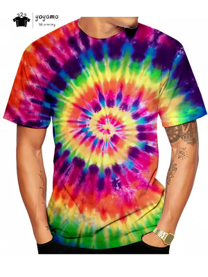 Men's Tie-Dye T-Shirt - Short Sleeve Casual Summer Top for Trendy Men