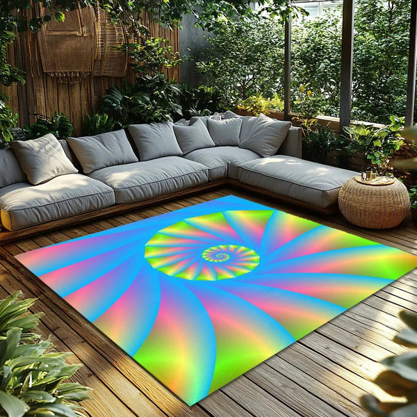 Colorful Tie Dye Rug – Vibrant Non-Slip Spiral Floor Mat for Living Room and Bedroom Decor