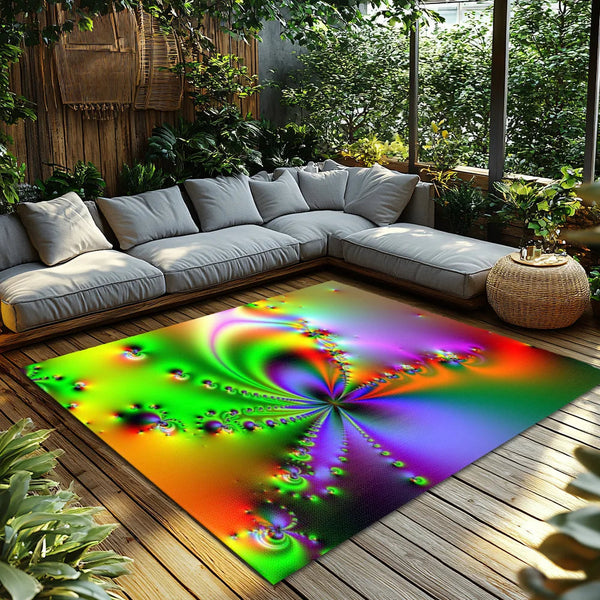 Tie Dye Geometric Rug - Colorful Abstract Home Decor for Any Room