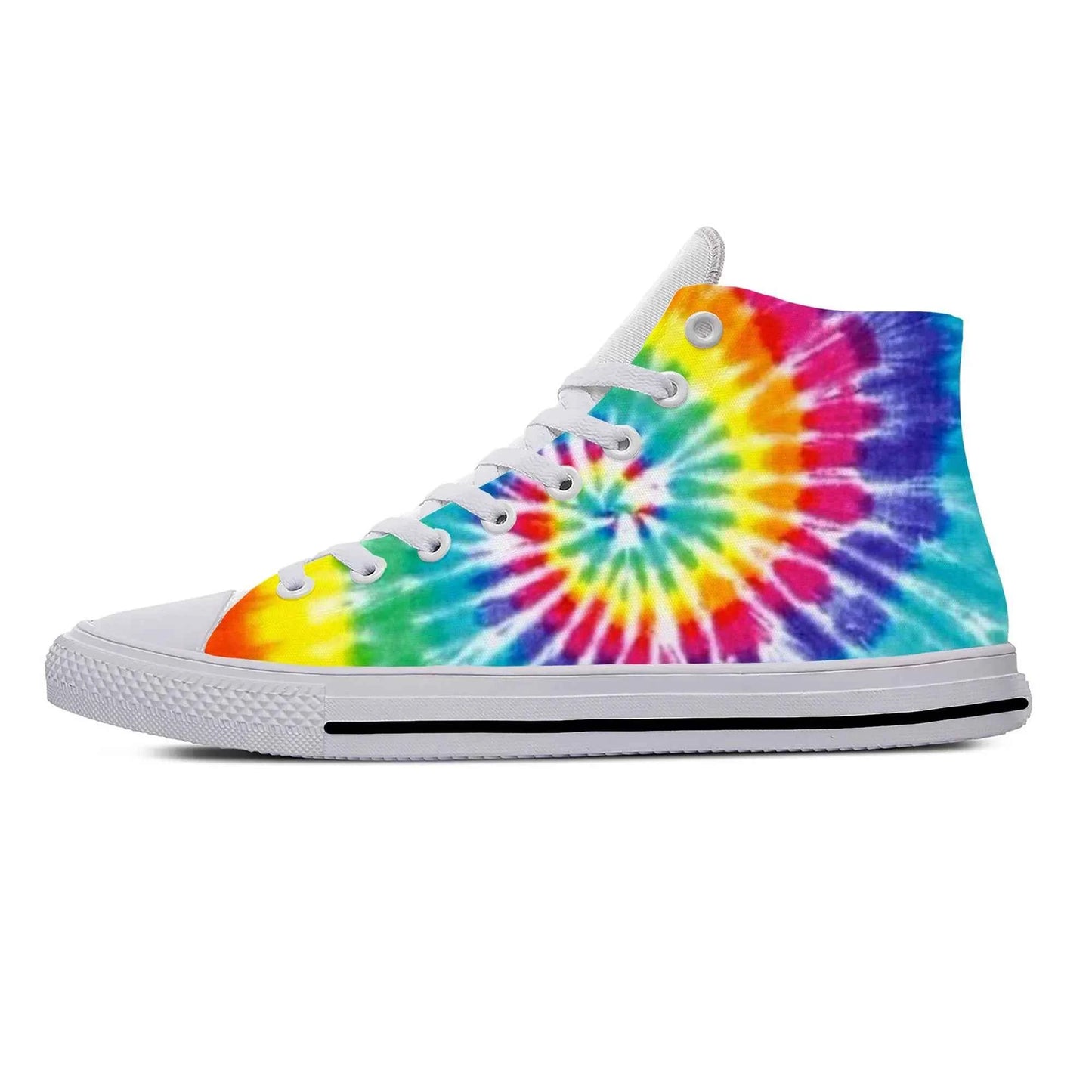 Hot Summer Anime Tie Dye Sneakers High Top Casual Cloth Shoes for Men and Women