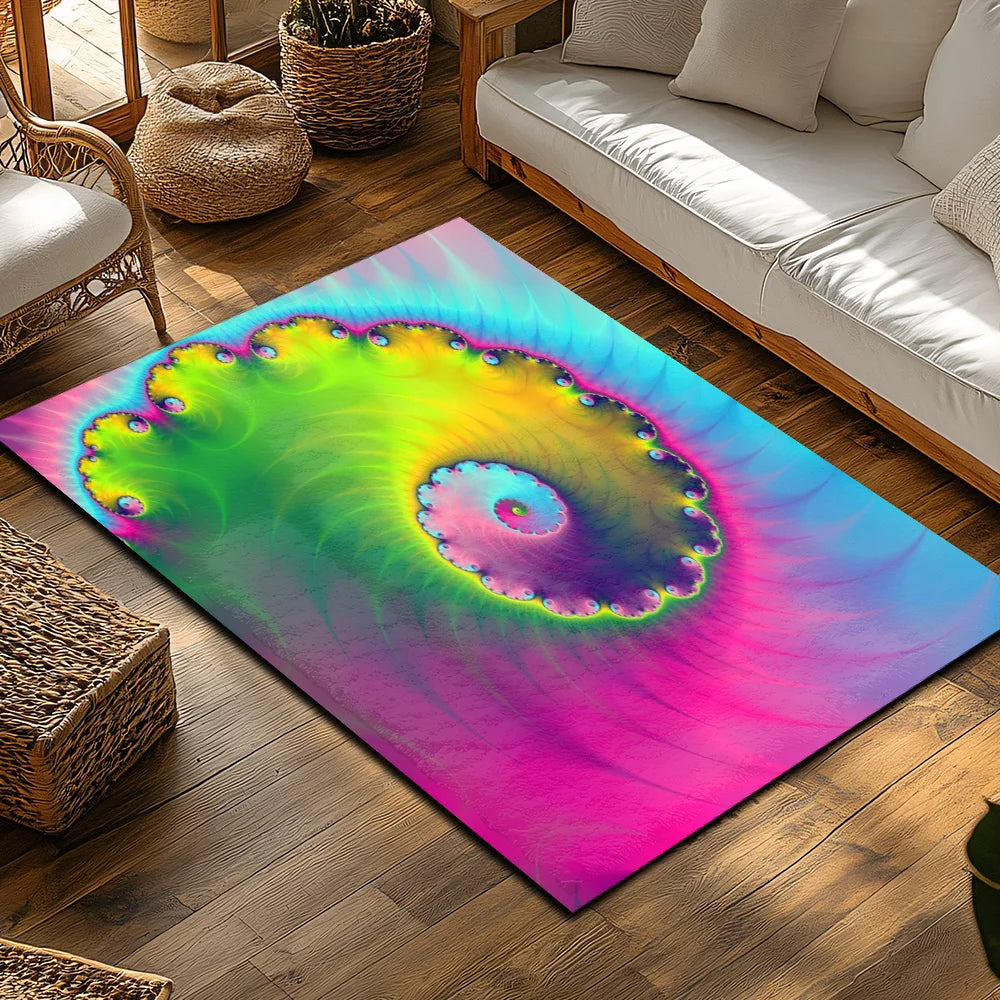 Colorful Tie-Dye Area Rug – Soft Abstract Rainbow Carpet for Living Room or Bedroom - Dye My World