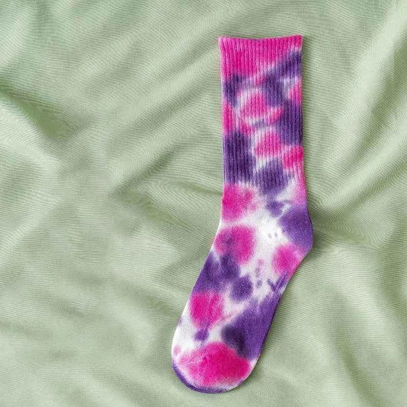 Tie-Dye High-Top Socks for Women and Men - Cotton Basketball and Skateboard Socks