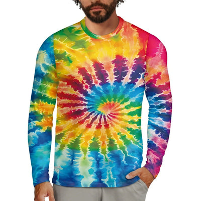 Colourful Tie‑Dye Long‑Sleeve T‑Shirt – 3D Print Streetwear